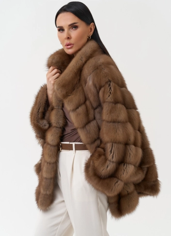 Шуба из куницы с воротником стойка фото