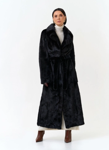 Удлиненная шуба из меха норки фото