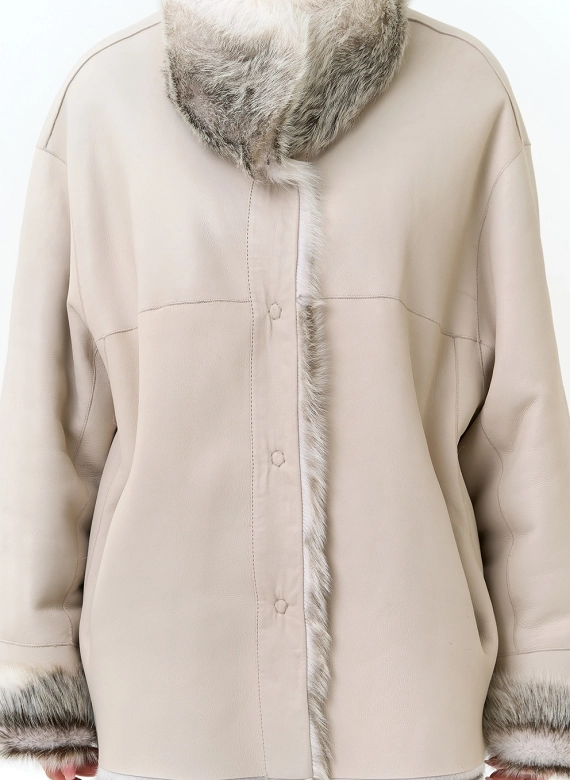Дубленка двухсторонняя с поясом фото