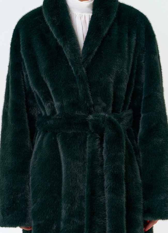 Удлиненная женская дубленка из эко меха модель № 33881 универмаг малина