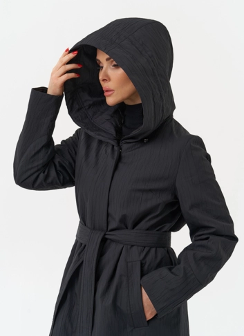 Пальто женское утепленное с эффектом жатой ткани